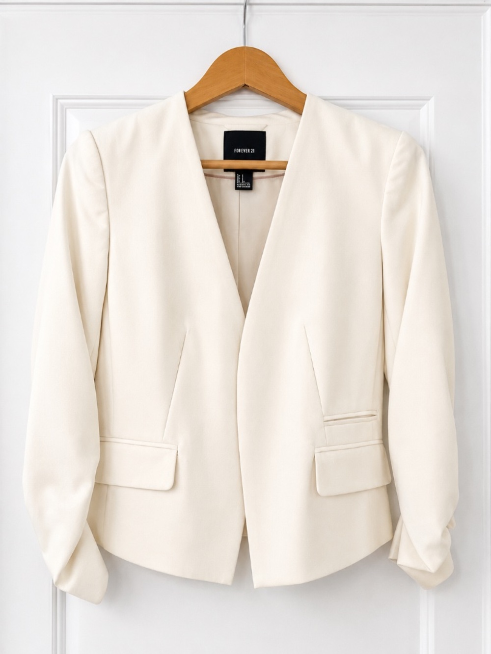 Forever 21 Cream Collarless Blazer